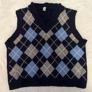 Cropped Plaid Sweater Vest Size Small